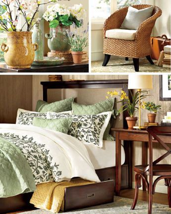 图为：Harbor House田园卧室空间，图为Luciana全棉绣花系列