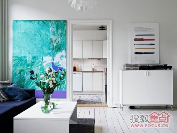 58平米蓝白清新公寓 打造清新优雅的小浪漫 