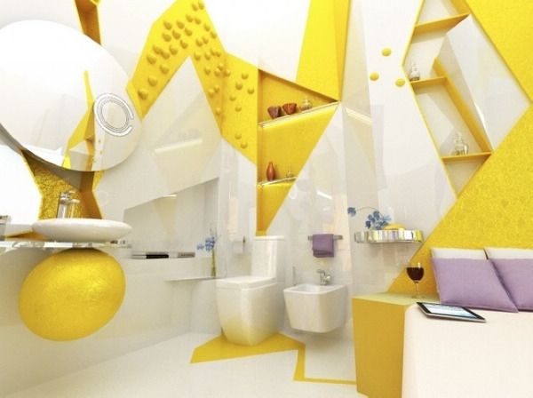 家装指南 色彩大不同之黄色浴室家居设计 