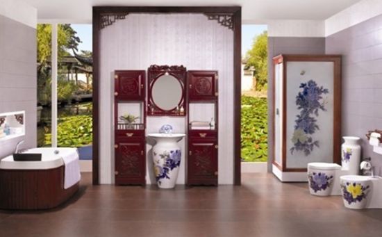 图为惠达AITO的原创设计 东方主义的整体卫浴空间