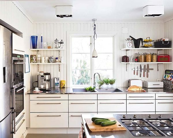 15平的白色中岛厨房 复古式的风格设计 