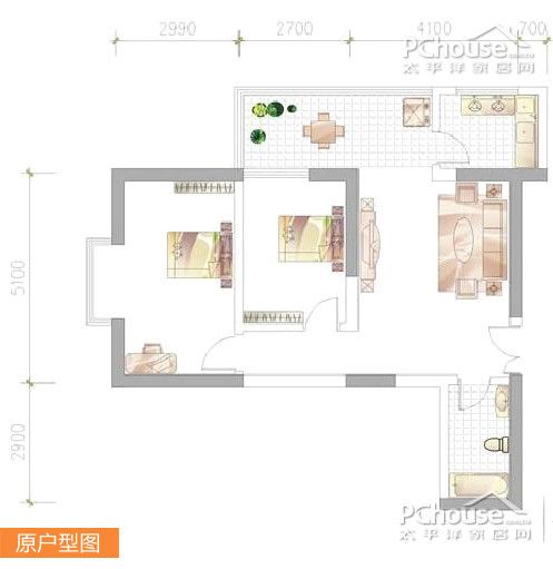 75平米2室2厅 5万块装出个性实用婚房（图） 