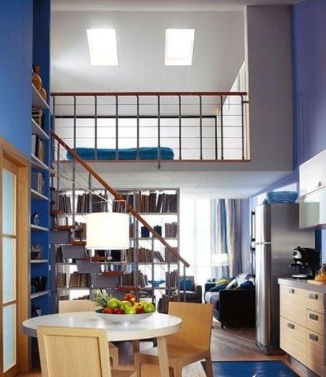 单身居住型美公寓 蓝白色调的独特LOFT装修 