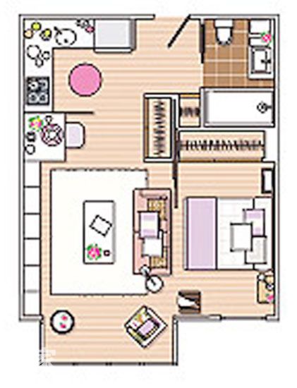 40平简约公寓 教你妙用色彩区分功能区（图） 