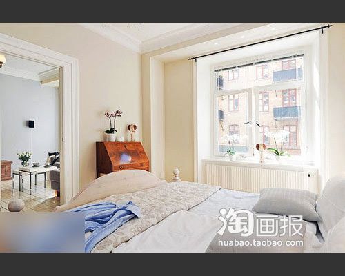 米白色的纯美66平混搭小公寓 简约可爱小衣柜 