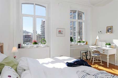 纯色北欧风格 20平米卧室里的小温暖（组图） 