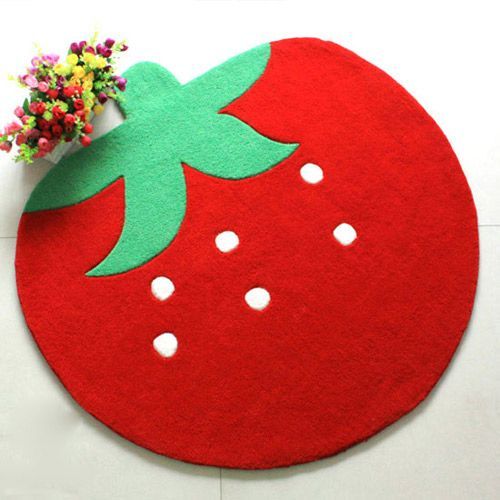 草莓图案手工地毯