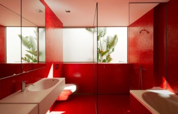 色彩搭配大不同 39套红色时尚浴室设计（图） 