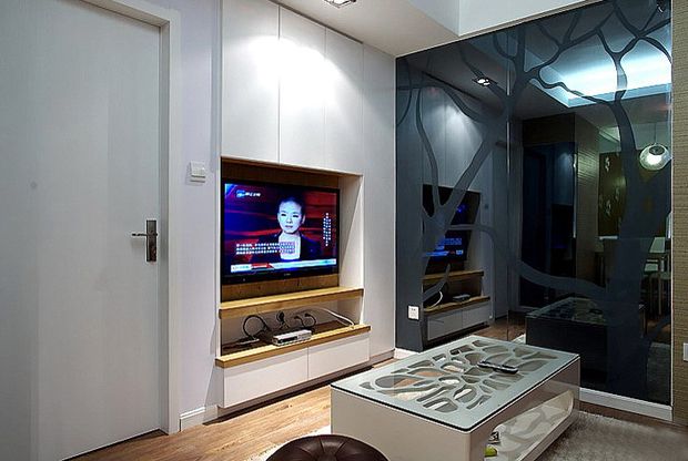 60平L户型2居室显大空间 简约素色移门衣柜 