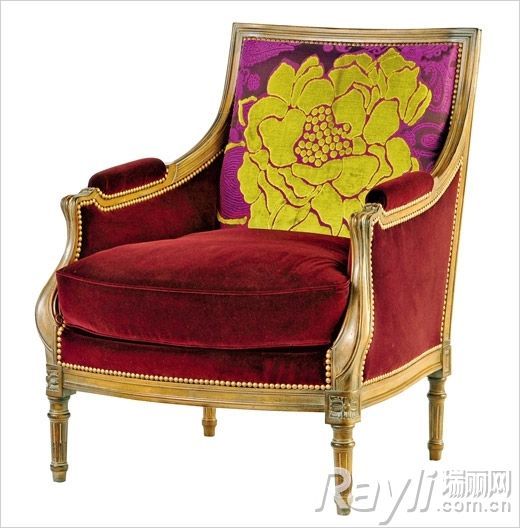 罗奇堡 牡丹图案中式扶手椅