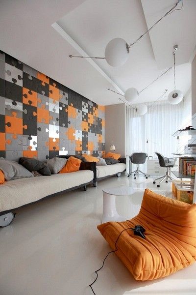 撞色mix材质混搭 莫斯科的摩登公寓设计案例 