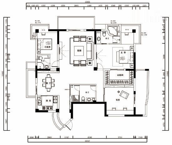 180平温馨田园三房两厅设计方案(图) 