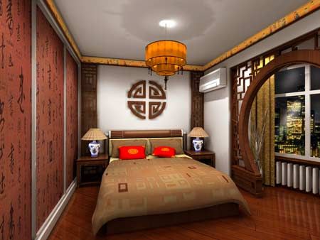 中式风格卧室衣柜及背景墙  古典不失浪漫 