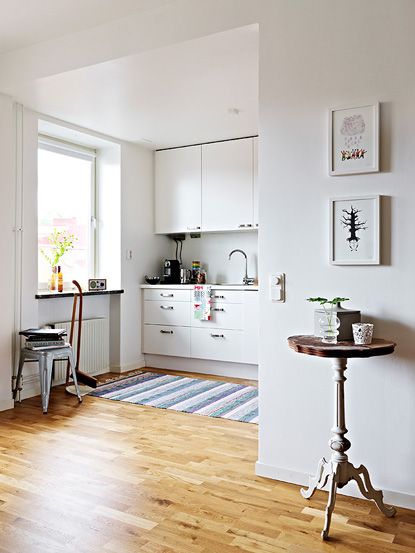 美丽瑞典开放式公寓 开放式厨房带步入式衣柜 
