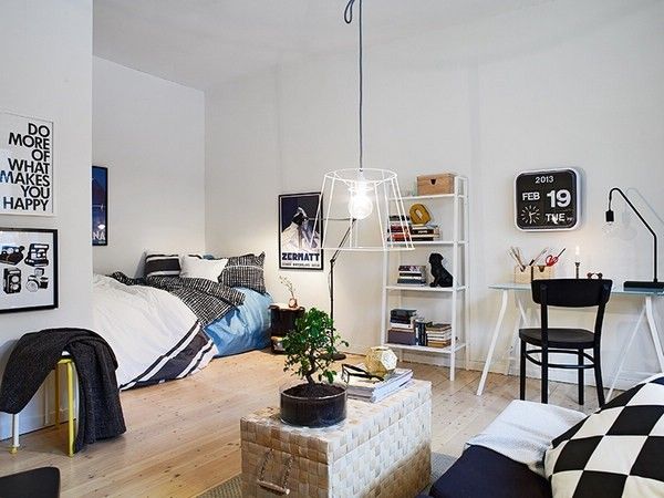 35平米小户型结构 黑白元素瑞典公寓（组图） 