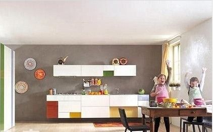 10款烤漆板组合橱柜欣赏  几何色彩明亮厨房 