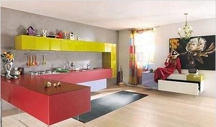 10款烤漆板组合橱柜欣赏  几何色彩明亮厨房 