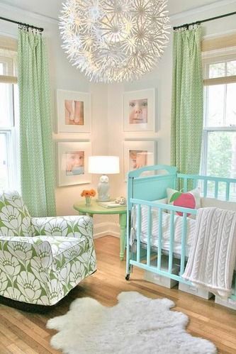 给baby一个清新世界 绿松石色调的婴儿房集合 