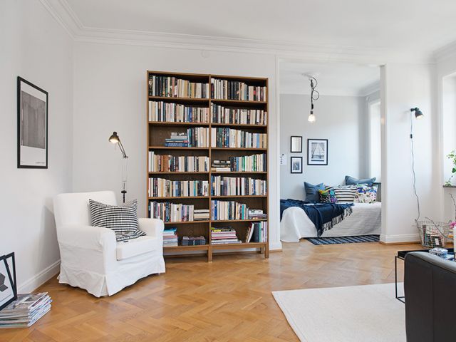 拼花地板塑造连贯空间 瑞典小户单身公寓(图) 
