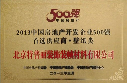 2013中国房地产开发企业500强 首选供应商(壁纸类)