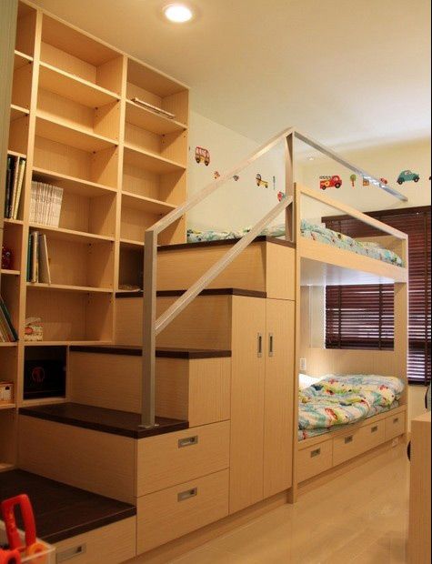 超强收纳功能三居室 上下床设计的儿童房(图) 