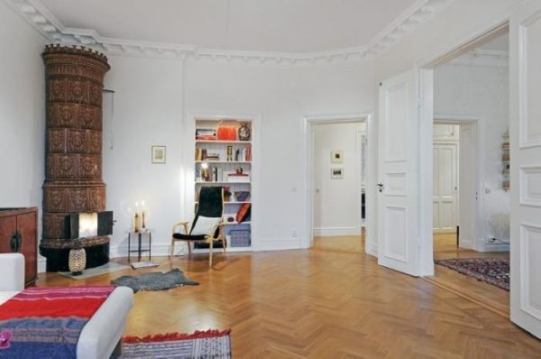 拼花地板温暖阳光 93平米的白色精致公寓(图) 