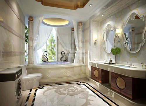 图为：北京金融街园中园独栋别墅卫浴间设计效果图