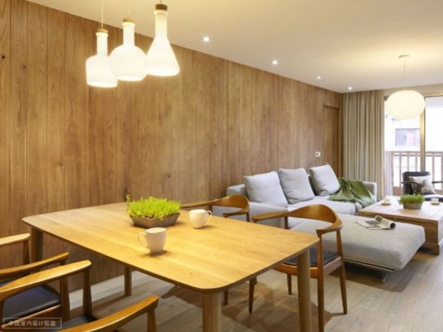 实木地板混搭现代空间 中式简约风格公寓(图) 