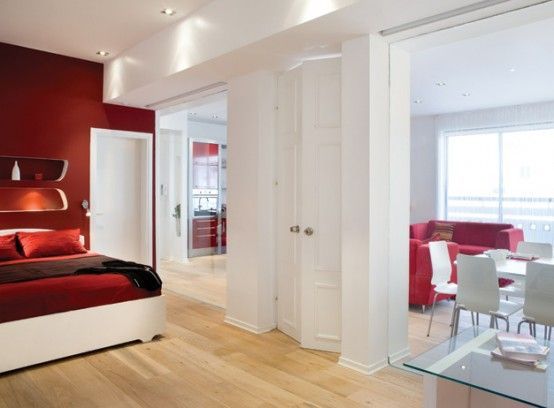 浅色地板现代风格 特拉维夫红白主题公寓(图) 