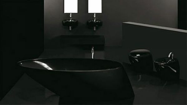 冷酷如冰 色彩大不同之黑色浴室家居设计(图) 