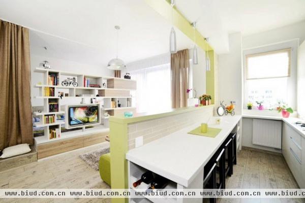 40平以色列小户型公寓 抹茶色调清新家