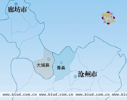 青县和大城在地图上的位置