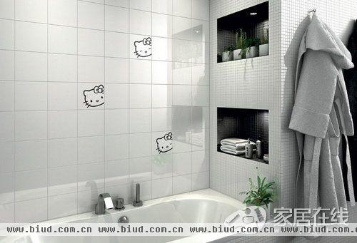 Hello Kitty创意瓷砖卫浴装修 可爱至极