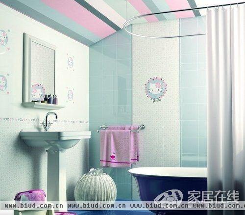 Hello Kitty创意瓷砖卫浴装修 可爱至极