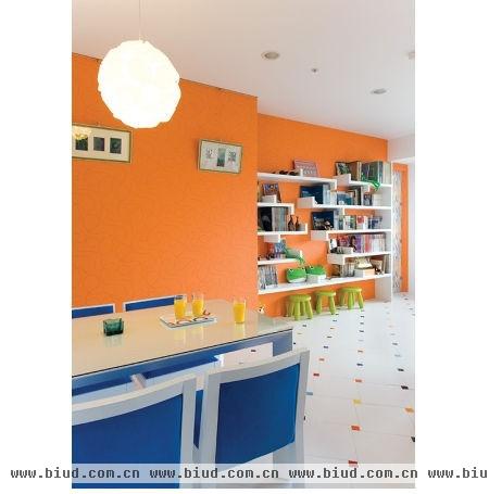 橘色清新简约风格公寓 3.5万打造60平暖意婚房