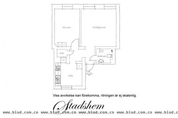 紧凑一居室小户型 45平米北欧风格公寓 (图）