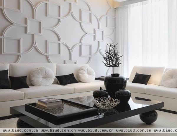 新中式风格 白色三居室室内设计（图）