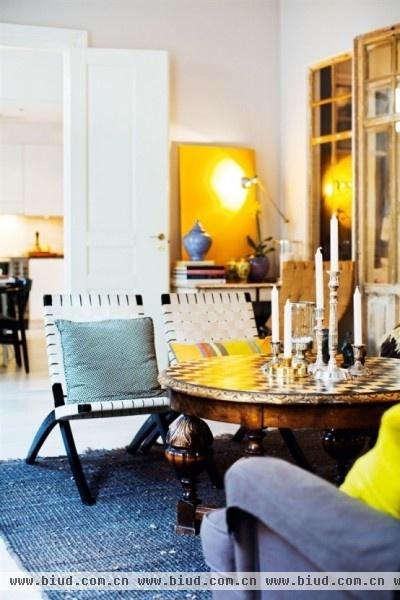 斯德哥尔摩的混合迷人 北欧混搭风格多彩公寓