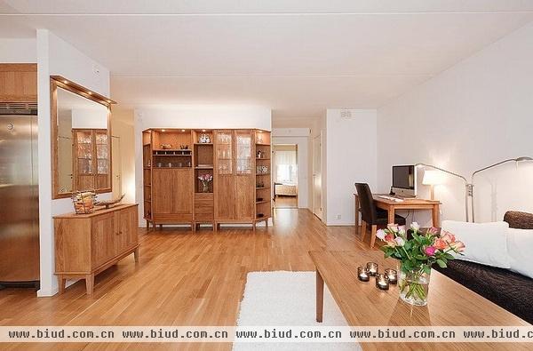 原木色地板自然清新 112平米的瑞典公寓(图)