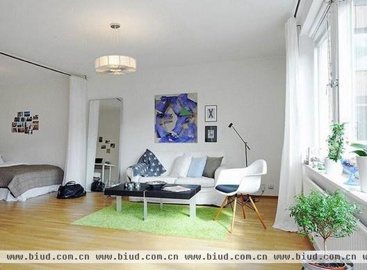 44平小公寓设计 北欧白色开放式案例