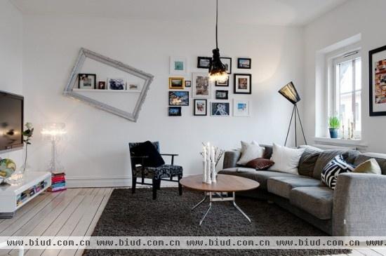 欧式壁纸视觉享受 77平黑白色调艺术公寓(图)