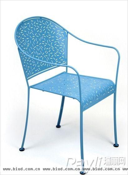 francedesign蓝色镂空扶手椅 
