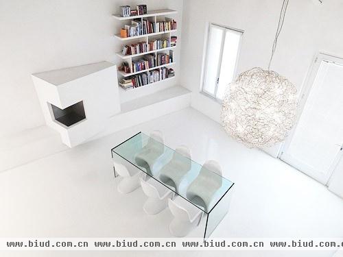 120平纯白主题的极简主义现代顶层公寓设计