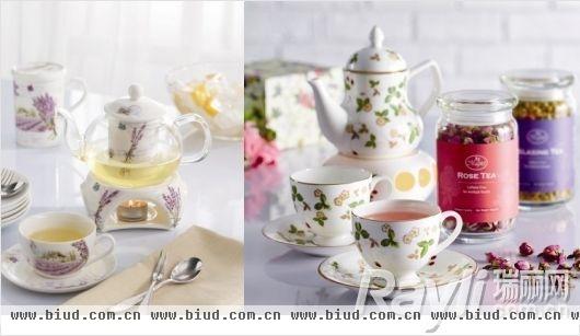 HOLA特力和乐精选的曼宁玫瑰花茶+薰衣草透明耐高温玻璃茶具