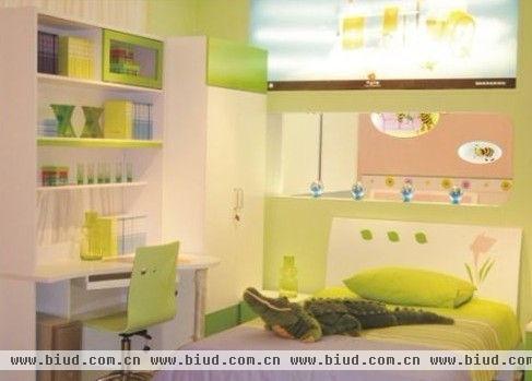 儿童卧室装修设计效果图：青蛙绿