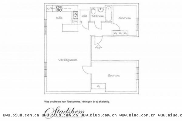 纯白地板几何分割 64平米不设计整体公寓(图)