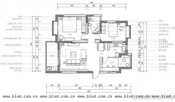 89平米中式风格 时尚现代二居室设计(组图)