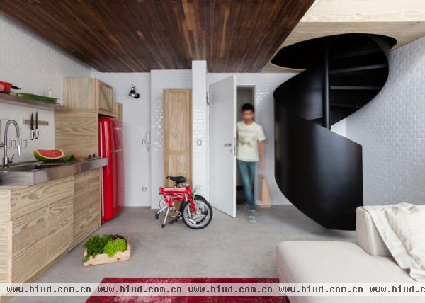 巴西36平米紧凑小户型 木质结构多彩公寓(图)