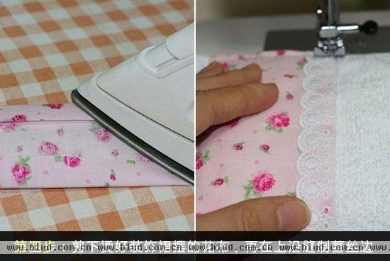 剪下在毛巾裙摆部分用于装饰的布料。宽度可根据自己需要调节