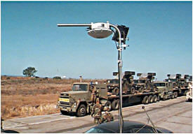 美军在由物资集结点往前线运送补给的过程中，沿线设置了移动式射频辨认读取装置